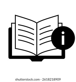 Knowledge Base Information. Open book with info icon representing searchable help articles