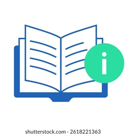 Knowledge Base Information. Open book with info icon representing searchable help articles