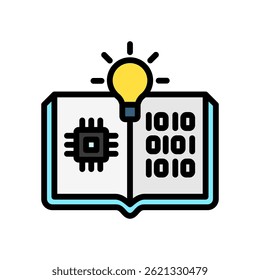 Knowledge Base outline color, mini illustration icon. use for modern concept, print, UI, UX kit, web and app development. Vector EPS 10, related to artificial intelligence, technology theme