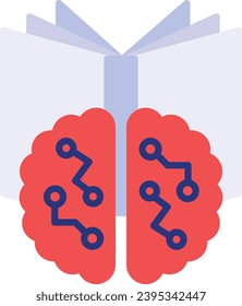 Knowledge base vector icon design, predictive modeling or adaptive control symbol, artificial intelligence sign, deep learning stock illustration, Reading a Text Book by Digital Brain concept