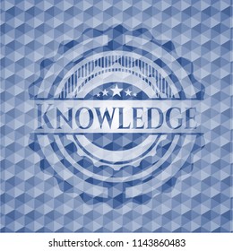 Knowledge blue emblem with geometric pattern.