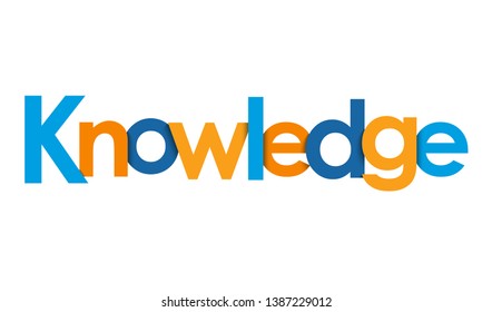 KNOWLEDGE blue and orange vector typography banner