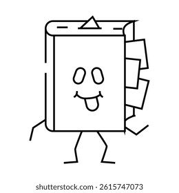 knowledge book character line icon vector. knowledge book character sign. isolated contour symbol black illustration
