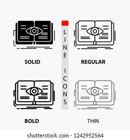 knowledge, book, eye, view, growth Icon in Thin, Regular, Bold Line and Glyph Style. Vector illustration