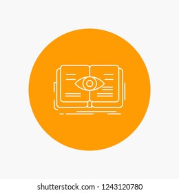 knowledge, book, eye, view, growth White Line Icon in Circle background. vector icon illustration