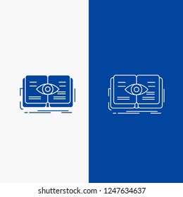 knowledge, book, eye, view, growth Line and Glyph web Button in Blue color Vertical Banner for UI and UX, website or mobile application
