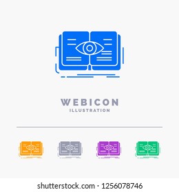 knowledge, book, eye, view, growth 5 Color Glyph Web Icon Template isolated on white. Vector illustration