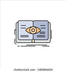 knowledge, book, eye, view, growth Flat Color Icon Vector