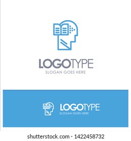 Knowledge, Book, Head, Mind Blue Outline Logo Place for Tagline