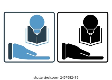knowledge book icon. icon related to education and online education. suitable for web site, app, user interfaces, printable etc. solid icon style. simple vector design editable