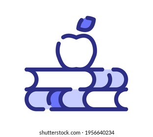 knowledge book insight education single isolated icon with dash or dashed purple line style