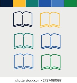 Vector del paquete de iconos de la línea del libro de conocimientos.