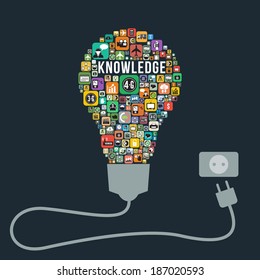Knowledge business concept design from icons light bulb