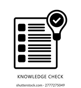 Knowledge Check Glyph Icon, Mini Illustration For Modern Concept, Ui, Ux Web And App Development. Related To Education, Learning Management System.