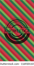 Knowledge christmas colors style emblem.