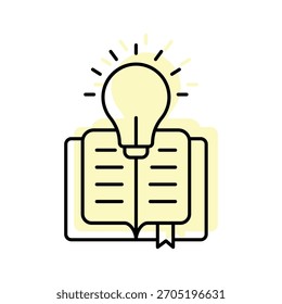 Icono de línea delgada de sombra de color de conocimiento, Vector, píxel perfecto, archivo de ilustrador 