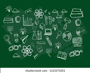 Knowledge concept background, Back to School Supplies Sketchy Notebook Doodles with Lettering