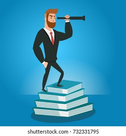 Knowledge. Concept business Vector illustration Template with Blue Background