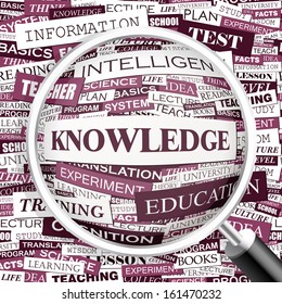KNOWLEDGE. Concept illustration. Graphic tag collection. Wordcloud collage. Vector illustration.