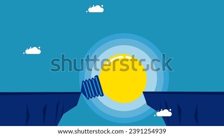 Knowledge concept. Light bulb bridge over cliff gaps. Vector