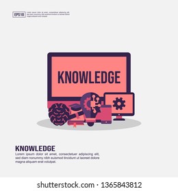 Knowledge concept for presentation, promotion, social media marketing, and advertising. Minimalist Knowledge infographic with flat icon