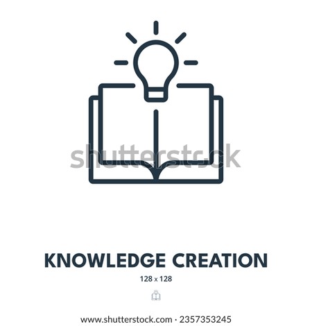 Knowledge Creation Icon. Book, Idea, Creativity. Editable Stroke. Simple Vector Icon