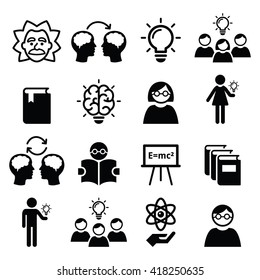 Knowledge, Creative Thinking, Ideas Vector Icons Set 