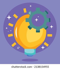 knowledge design with bulb and gear wheel