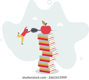 Conocimiento, educación, concepto académico y de becas. Ilustración vectorial plana. vida humana.