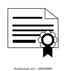 knowledge education element diploma certificate cartoon vector illustration graphic design in black and white