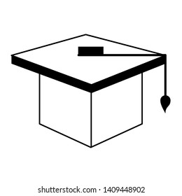 knowledge education element graduation hat cartoon vector illustration graphic design in black and white