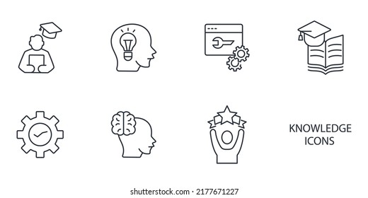 knowledge and education icons set .  knowledge and education pack symbol vector elements for infographic web