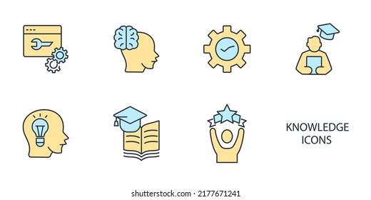 Symbole für Wissen und Bildung setzen.  Bildungspaket-Vektorelemente für Infografik-Web