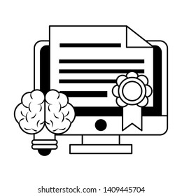 knowledge education idea concept elements cartoon vector illustration graphic design in black and white
