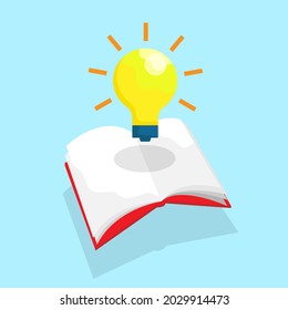 knowledge education light bulb growth from open book vector illustration flat design