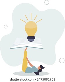 Knowledge or education, study or learning new skill, creativity or idea, reading book for inspiration, discover solution or literature, wisdom concept.flat design.illustration with people.