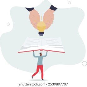 Conocimiento o educación, estudio o aprendizaje de nuevas habilidades, creatividad o idea, lectura de libros para inspirarse, descubrir solución o literatura, concepto de sabiduría.