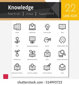 knowledge elements vector icons set on white background