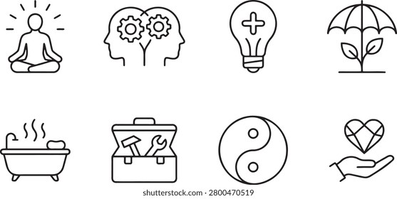 Knowledge expansion and community loop line icons