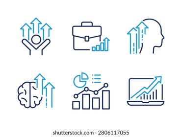 Knowledge Expansion and Financial Planning thin line icon set. Minimal web icons