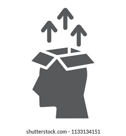 Knowledge Extraction glyph icon, data and analytics, human head box sign, vector graphics, a solid pattern on a white background, eps 10.