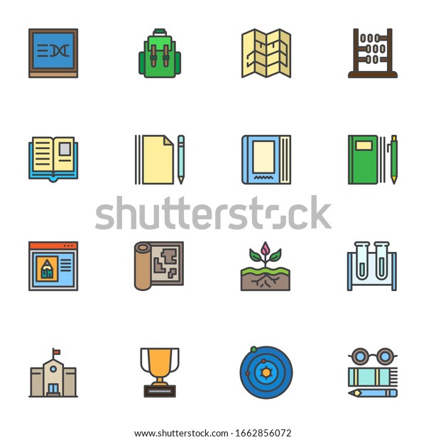 Wissensgefullte Umrisssymbole Set Line Vektorillustration Symbol Stock Vektorgrafik Lizenzfrei 1662856072