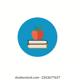 Knowledge flat icon on blue circle background Vector illustration