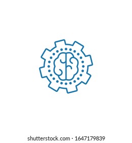 Knowledge And Gear. Apply Knowledge In Practice. Vector Linear Icon.