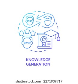 Knowledge generation blue gradient concept icon. Studying process. Advantage of formal education abstract idea thin line illustration. Isolated outline drawing. Myriad Pro-Bold font used