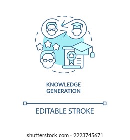 Knowledge generation turquoise concept icon. Advantage of formal education abstract idea thin line illustration. Isolated outline drawing. Editable stroke. Arial, Myriad Pro-Bold fonts used