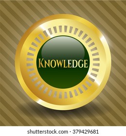Knowledge golden badge or emblem