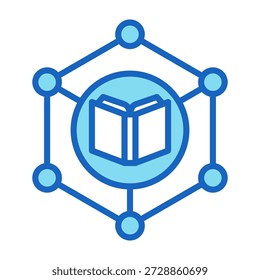 Ícone do gráfico de conhecimento Ilustração do vetor de estilo de cor azul