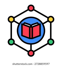 Ícone do gráfico de conhecimento Cor linear Estilo Ilustração do vetor