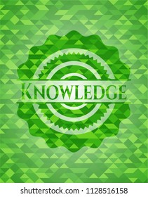 Knowledge green emblem with mosaic background